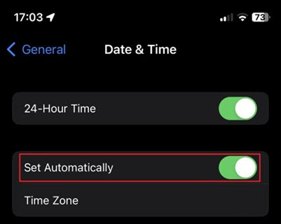 The Mobile Authenticator date & time settings iOS